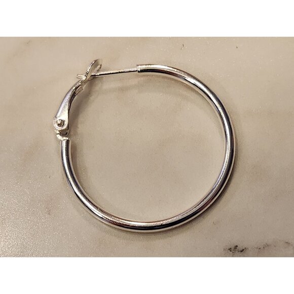 Sterling Silver Hoop Earrings With Secure Hinged Clasp Design For Women - Picture 4 of 4